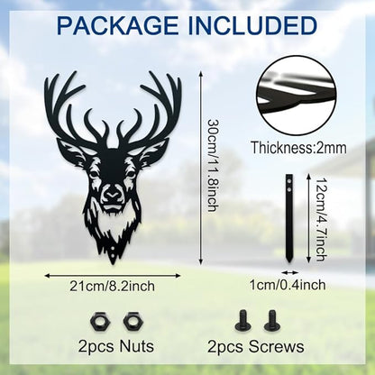 WADORN Deer Metal Decorative Garden Stakes, Elk Deer Garden Outdoor Statues Silhouette Wild Animal Stakes Outdoor Deer Stakes Metal Animal Garden Statues for Lawn Ornaments Yard Patio Garden Decor
