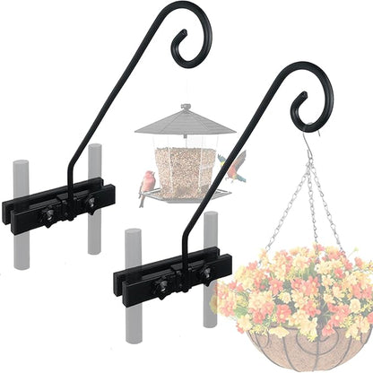 Deck Hook Rail Suitable for Hanging Flower Baskets Wind Chimes Planters Bird Feeders Lights, Heavy Duty Pole Long 16.5 inches Holds up to 15lbs with Ease（2pcs）
