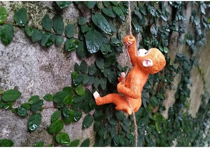 Climbing Monkey Tree Hugger Garden Monkey Statue Resin Animal Sculpture Yard Decor for Outside, Funny Tree Climber Figurine Outdoor Patio Lawn Ornaments
