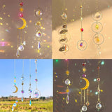 6PCS AB Crystal Suncatcher Hanging Sun Catcher with Chain Rainbow Maker Pendant Crystal Balls Prism for Window Home Garden Christmas Party Wedding Decoration