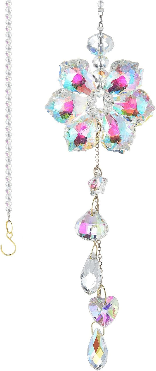 Crystal Flower Sun Catcher, Hanging Sunlight Catcher, Sun Catcher Crystals, Hanging Crystals for Decoration, Window Decoration, Birthday Gift (Transparent)