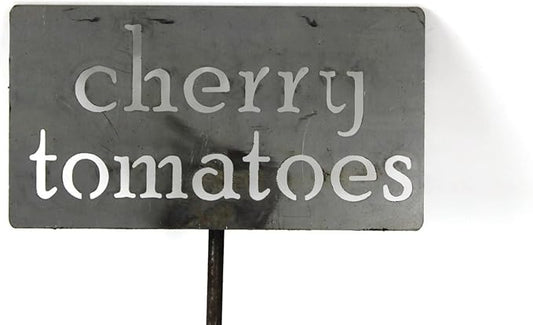 Classic Metal Garden Markers 19 Inches Tall (cherry tomatoes, Raw, Unfinished Steel (will rust with time))