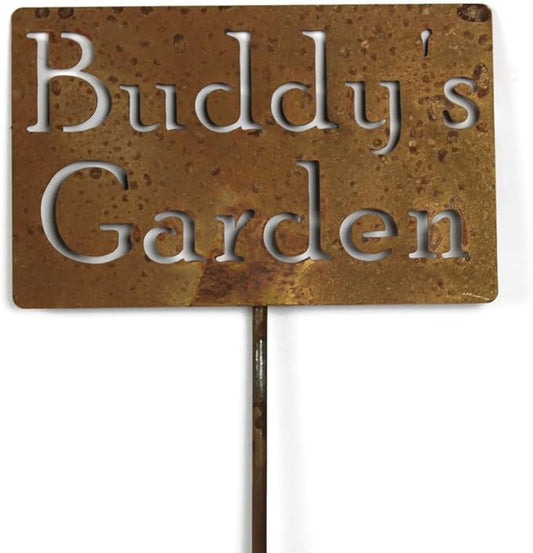 Classic Metal Garden Markers Clearance Items 20 to 33 Inches Tall (Buddy's Garden, Naturally Rusted)
