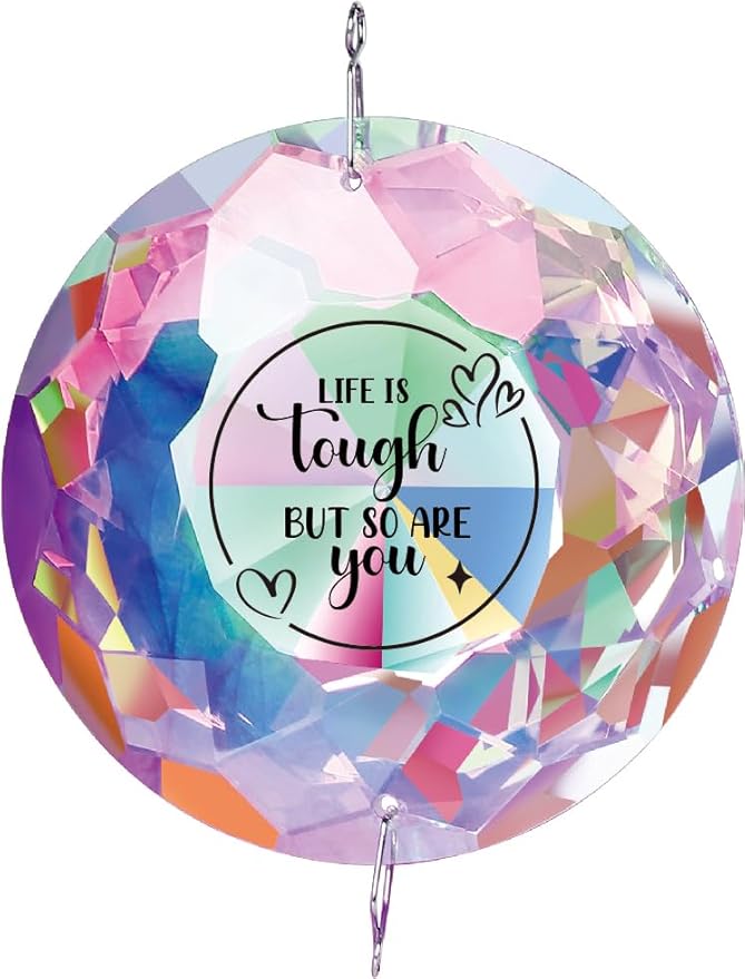 Mothers Day Gifts for Women,Inspirational Crystal Sun Catcher Gifts Life Is Tough But So Are You,Motivational Crystal Decoration for Women Graduationg Christmas Birthday