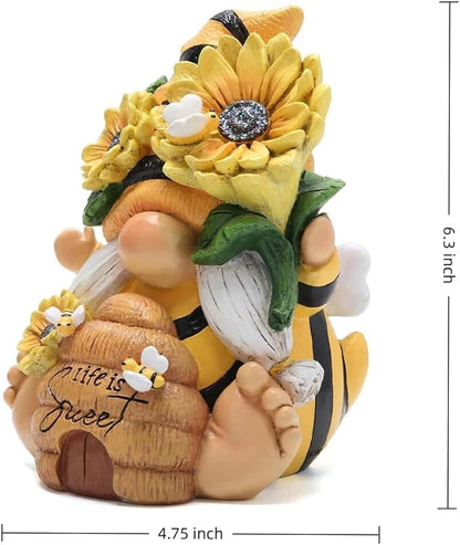 Hodao Gnome Figurine Decorations Indoor Home Decor Sweet Life Bee Gnome - The Sweetness and Warmth of Nature - Summer Garden Patio Gnome Sculpture Decorations (Bees gnome)