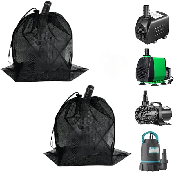 2 Pcs 17.7" x 17.7" Pond Pump Cover, Pond Pump Filter Bag, Black Media Bag Large Pump Mesh Bag for Outdoor Water Ponds Filters, Water Filter Pump, Outdoor Ponds, Garden, Swimming Pool (2Pcs)