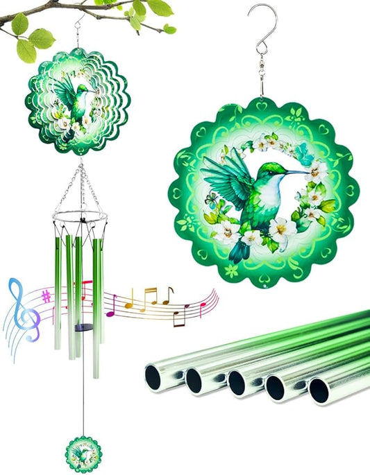 Hummingbird Wind Chimes with Wind Spinner, Christmas Birthday Gifts for Women Mom Friends Teacher, Humming Bird Windchimes, Outdoor Hanging Decor Clearance for Garden Patio Backyard Porch