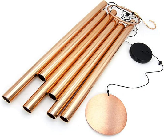 Premium 45-Inch Deep Tone Wind Chimes with 6 Metal Tubes - Elegant Memorial Chime for Mom, for Housewarming and Christmas Rose Gold