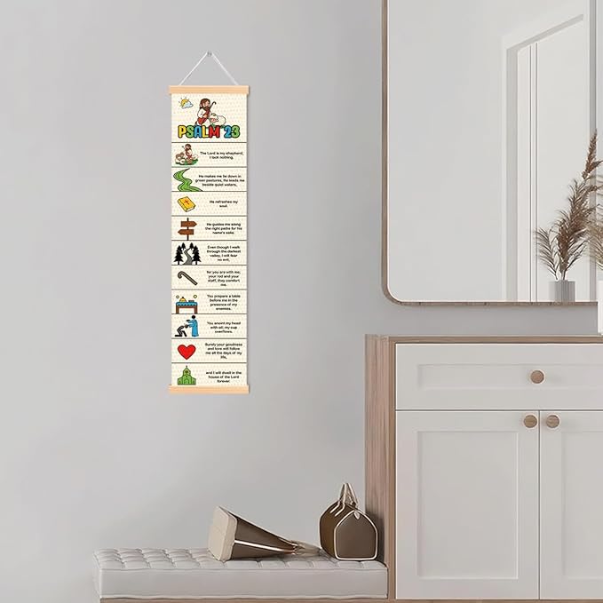 Psalm 23 Banner, Church Banner, Christian Rustic Hanging Door Flag, Farmhouse Decorations Outdoor Indoor, Church Activity Decor, Bible Lesson, Scripture and Words Decorations
