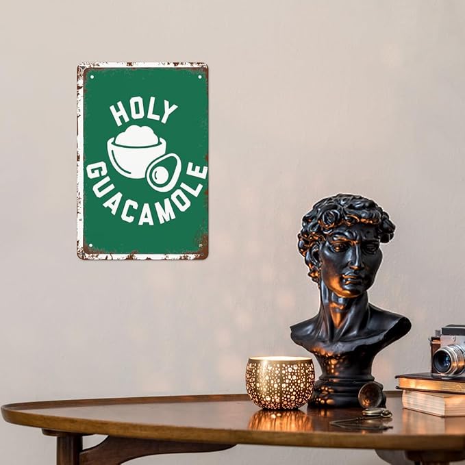 Retro Metal Tin Sign Holy Guacamole GUAC AND ROLL! Funny Wall Decor for Home,Garden,Patio,Yard,Office,Vintage 8x12 Inches Room Decorations