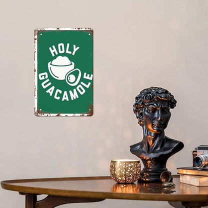 Retro Metal Tin Sign Holy Guacamole GUAC AND ROLL! Funny Wall Decor for Home,Garden,Patio,Yard,Office,Vintage 8x12 Inches Room Decorations