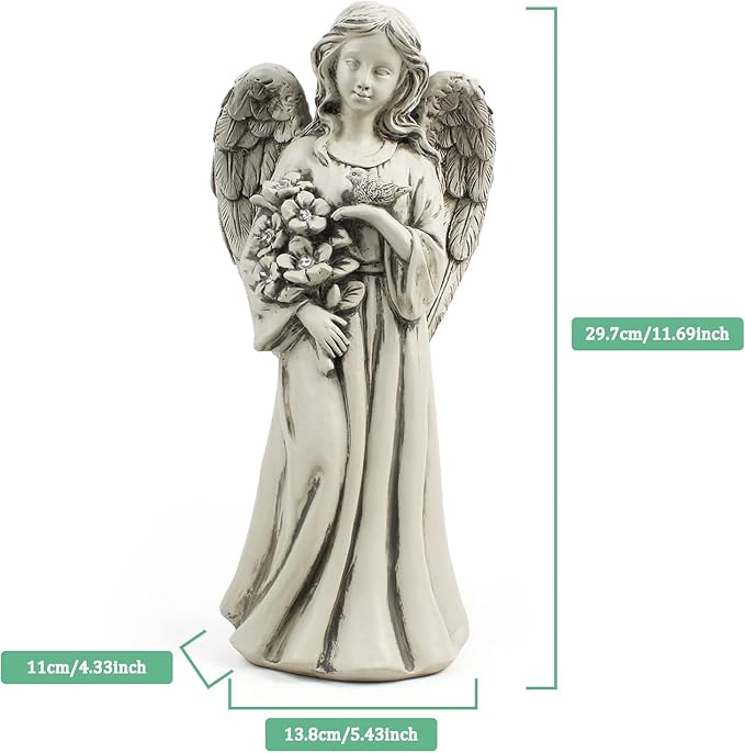 Rezpuao Solar Angel Statue for Outdoor, Angel Figurine with Resin, Outdoor Decor for Patio Lawn Yard Porch, Garden Gift
