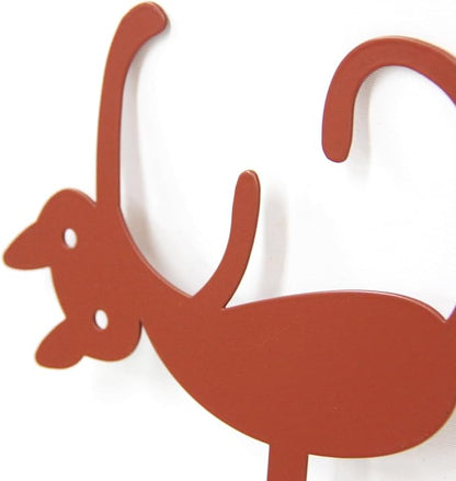 Sleepy Cat Metal Plant Stake - Garden Decoration Powder Paint Coating Gardenpot Pick-Steel-Brown
