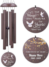 Sympathy Wind Chimes Personalized, Love Doves Wind Chimes for Loss of Loved Dad/Mom, Memorial Gifts Wind Chime, in Loving Memory, Garden Outdoor Decor 36inch (Produced in USA)