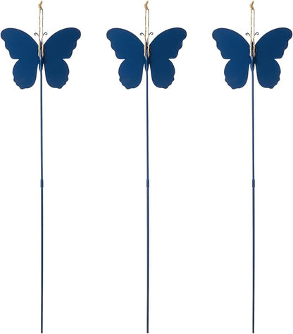 Glitzhome 24" H Patriotic Metal Butterfly Yard Stakes,Set of 3 Butterflies Hanging Ornaments Americana 4th July Garden Yard Signs Independence Day Indoor Outdoor Wall Decorations