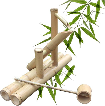 Bamboo Outdoor Garden Water Fountain Decoration, Detached Feng Shui Waterscape with Pump, Pond Waterfall Landscape Kits Handmade for Fish Tank