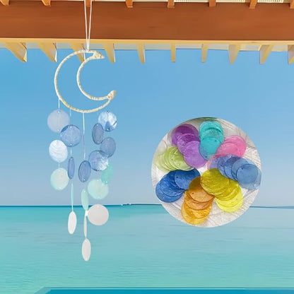 Wind Chimes for Outside,Handcrafted Capiz Shells Wind Chime for Indoor/Outdoors,Garden Decoration of Coastal Style,Great Gift for Shells Wind Chimes Lovers and More (Colorful)