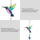 Wind Chimes Hummingbird, Garden Small Wind Chime for Home, Party, Festival Decor, Glass Garden Valentines Day Gift Decoration Indoor/Outdoor, Lifelike Hummingbird Bell Deep Tone Style