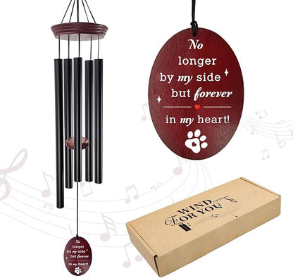 Pet Memorial Wind Chime, Dog Memorial Wind Chimes for Loss of Dog, Tuned Aluminum Tubes in G Scale, Wooden Top, Sympathy Pet Loss Gifts for Garden Patio – Forever in My Heart