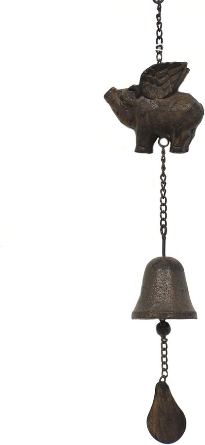 Midwest-CBK Flying Pig With Wings Bell Wind Chime Cast Iron