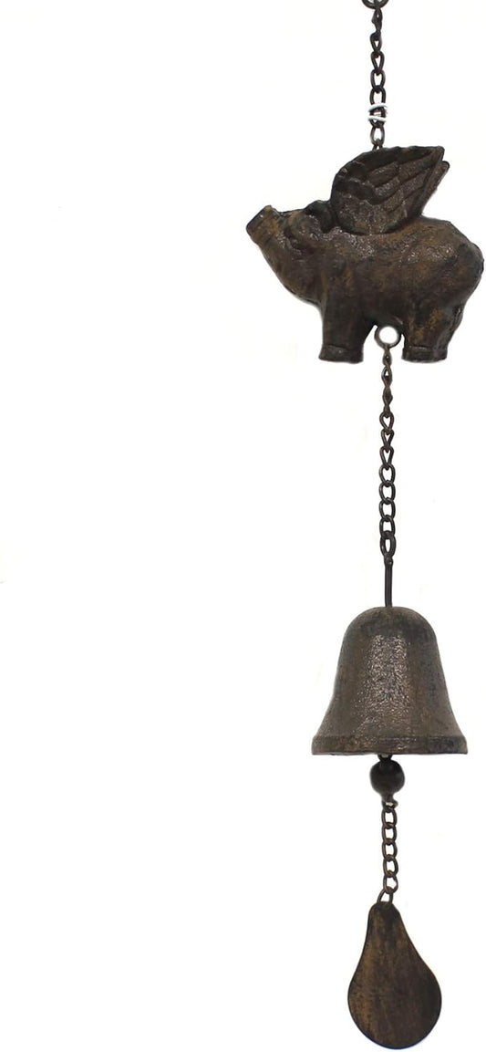Midwest-CBK Flying Pig With Wings Bell Wind Chime Cast Iron