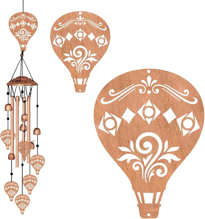 Hot Air Balloon Style Metal Wind Chimes for Outside, Waterproof Aluminum Windchimes with Hook for Outdoor Garden Patio Porch Decor, 33“ Memorial Wind Chimes Friendship Gifts for Women