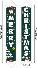 Ivenf Christmas Porch Sign Set Green Banners, Xmas Hanging Decorations for Home Outdoor Indoor Wall Front Door Decor