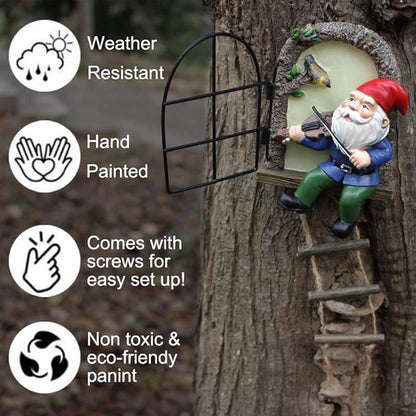 Outdoor Statues Fairy Garden Decoration, Miniature Garden Sculpture Statues Ornament, Outdoor Art Yard Gnomes Elf Tree Face Figurine, Glow in The Dark