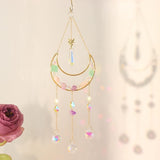 Moon Amethyst Crystals Suncatcher Hanging Windows, Healing Amethyst Fluorite Crystal Decor for Home, Gift for Christmas Birthday Valentine Mothers Day and More (Style 3)