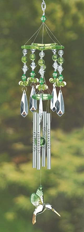 Gifts & Decor Leafy Green Hummingbirds Acrylic and Metal Wind Chime
