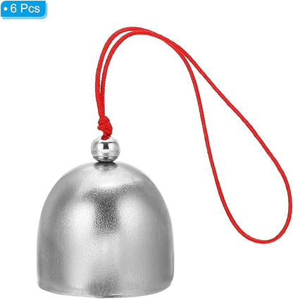 PATIKIL 6 Pcs Wind Chime, Hanging Bells Temple Bells Retro Outdoor Hanging Metal Chinese Wind Chime Round for Outside Garden Camping, Silver Red