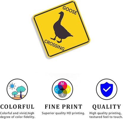 The Outdoor Warning Sign Goose Crossing Sign Indoor Outdoor Metal Signs 12×12 Inches for Road Safety Plaque Wall Decor