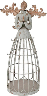 Angel Garden Statue Outdoor Antique Metal Yard Art Decor Lawn Patio Decorations Garden Trellis for Climbing Plants Potted Vines Ivy Roses (18" H)