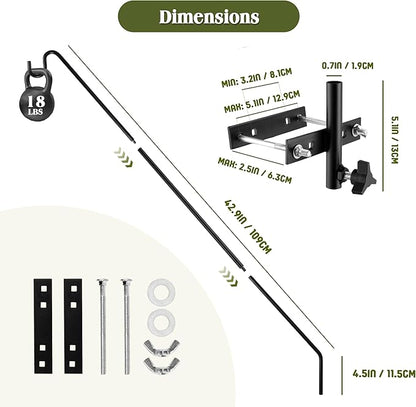 MIXXIDEA Extended Fence Deck Hook Rail Heavy Duty Bird Feeder Hook, Adjustable Plant Bracket for Bird Feeders, Planters, Suet Baskets, Lanterns, Wind Chimes and More