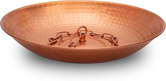 Rain Chain Basin, Anchoring Basin for Rain Chain, Metal Bowl for Rain Chain Downspout Gutters, Rain Basin for Outdoor Garden, Lawn & Patio Water Feature, 11 Inches Diameter, Gold