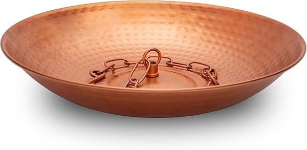 Rain Chain Basin, Anchoring Basin for Rain Chain, Metal Bowl for Rain Chain Downspout Gutters, Rain Basin for Outdoor Garden, Lawn & Patio Water Feature, 11 Inches Diameter, Gold