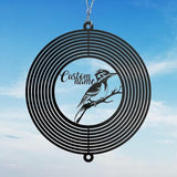 Personalized Woodpecker Metal Wind Spinner, Custom Hanging Artwork for Outdoor Decor, Kinetic Yard Ornament, Bird Lover Gift (Woodpecker Garden Wind Spinner)