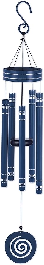 Sunset Vista Designs Windchimes - Vista Classics Galaxy Etched Aluminum Windchime with Spiral Windcatcher, 36" Long, Navy Blue