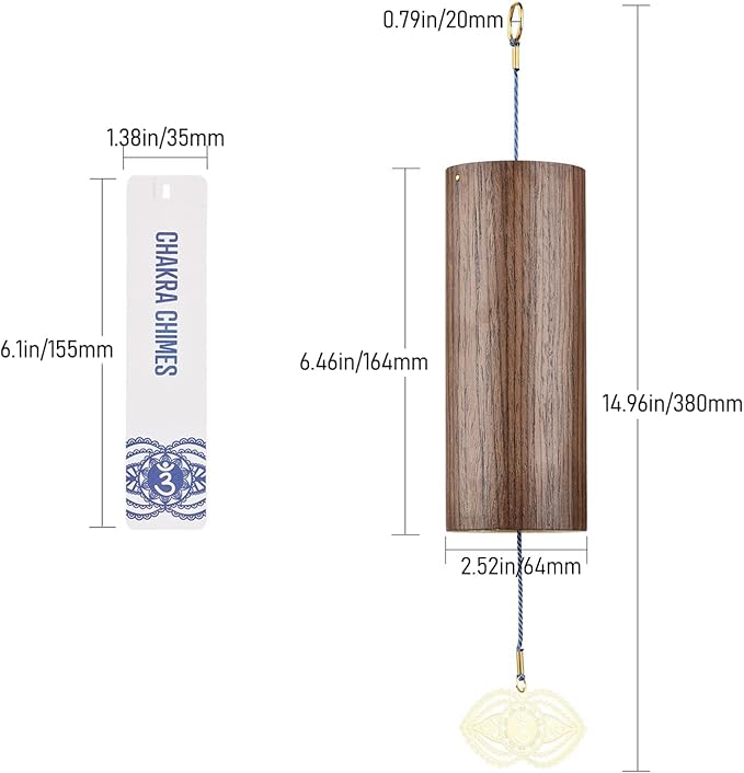 Chakra Chimes Natural Bamboo Wind Chimes Meditation Chord Windchime Wind Bell for Home Decoration Zen Mindfulness Third Eye Chakra