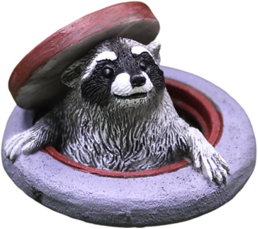 OULIGET Raccoon Garden Statue Ornament,Miniature Simulation Small Animal Resin Sculpture,Cute Flower Pot Fairy Garden Micro Landscape Accessories, Lifelike Decor for Yard Patio