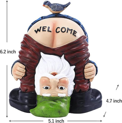 Garden Gnomes Outdoor Funny Welcome Gnomes Statue Garden Gnome Figurine for Lawn Patio Yard Decoration(Welcome)