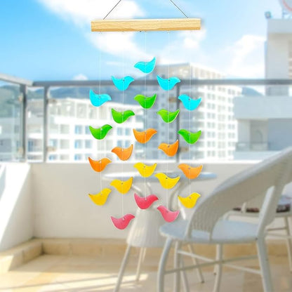 Topadorn Wind Chimes for Outside, Unique Solar Light Wind Chime, Glass Hanging Wind Chime with Solar Light for Home, Garden, Patio and Yard Decor
