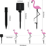 Solar Flamingo Lights 3 Pcs Set, Waterproof Solar Garden Lights Outdoor Decoration, Pink Flamingo Garden Decoration for Patio Lawn Sidewalk Pathway