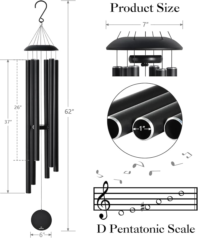 Extra Large Wind Chimes for Outside Deep Tone, Sympathy Memorial Gifts for Loss of Loved One, 62" Church Chime with Beautiful Soothing Sounds Outdoor Garden,Yard and Patio