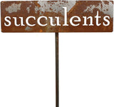 Classic Metal Garden Markers 19 Inches Tall (succulents, Naturally Rusted)