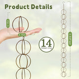 Metal Iron Ring Rain Chain for Gutters, Rust Resistant Outdoor Rain Catcher, Perfect for Heavy Rain, Indoor/Outdoor Decoration, Dark Bronze Finish