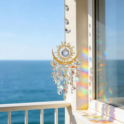 Crystal Suncatcher, Suncatchers for Windows Hanging, Sun Catchers Indoor Window, Unique Crystal Wind Chimes for Indoor & Outdoor Decoration, Gift for Sutffers Home Decor (Multicolour)