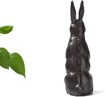 BRASSTAR Cast Iron Standing Rabbit Statue Outdoor Garden Patio Yard Indoor Home Animal Figurine Decorative 7.1''(H) TQGJPT306