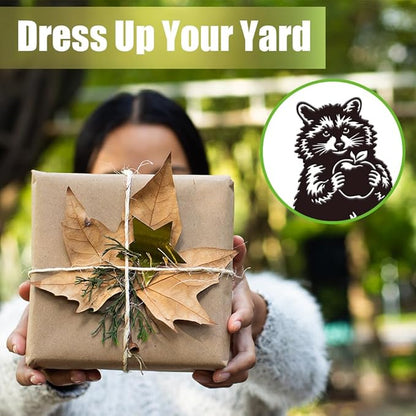 SUPERDANT 2 Pcs Metal Raccoon Garden Decor for Outside Animals Yard Stakes for Decorations Outdoor Statues Iron Art Stake Decorative Silhouette Lawn Ornament Patio Porch Farmhouse Decoration Gifts