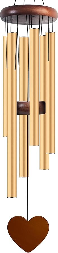 Wind Chimes for Outside, Special Gold Color Wind Chimes, 32" Large Aluminium WindChimes for Outdoor, Garden, Zen, Yard, Patio Decoration, Gift for Mom Women Loved one Neighbors(Heart Shape)
